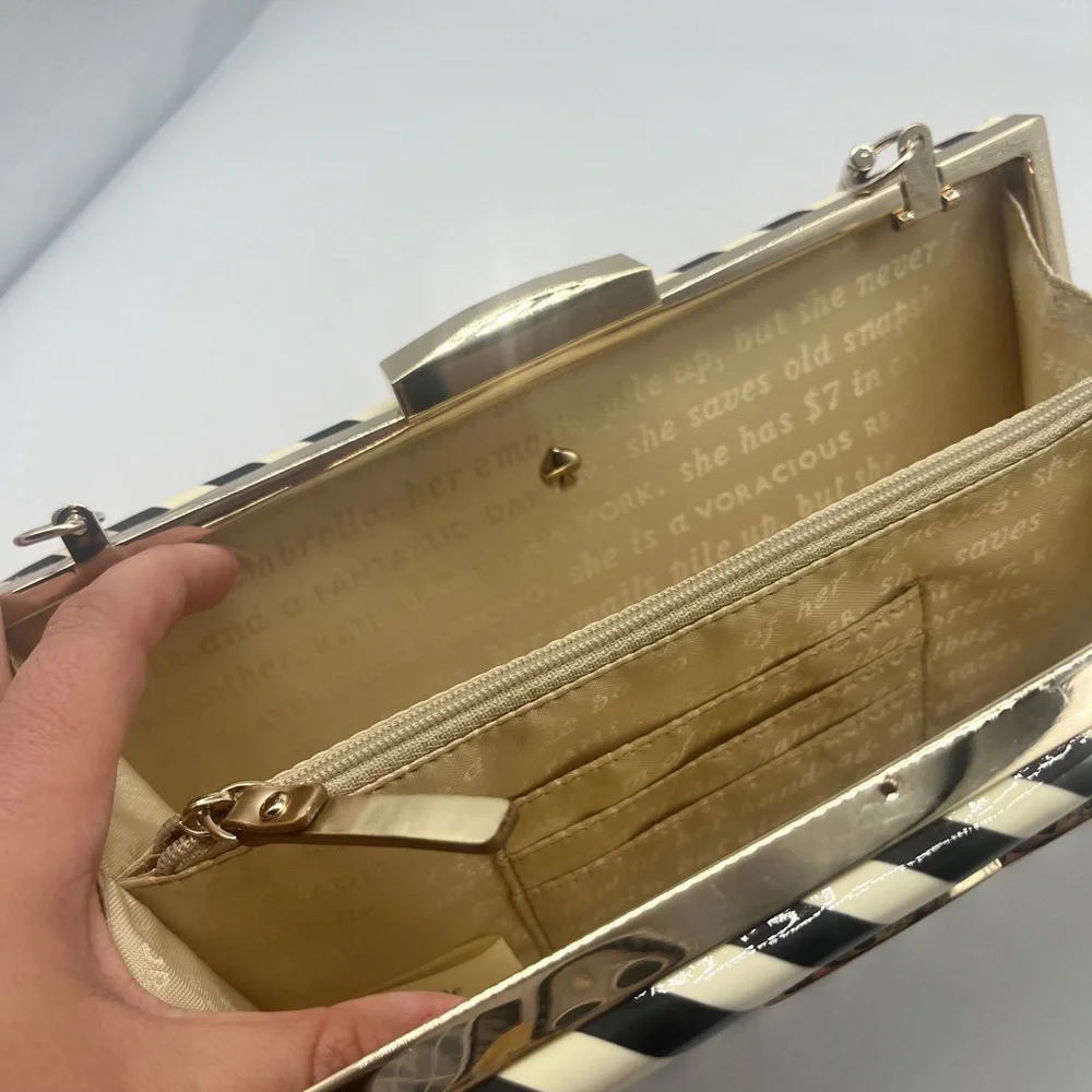 kate spade Ice Cream Cone Striped Black and White Crossbody - Picture 5 of 9